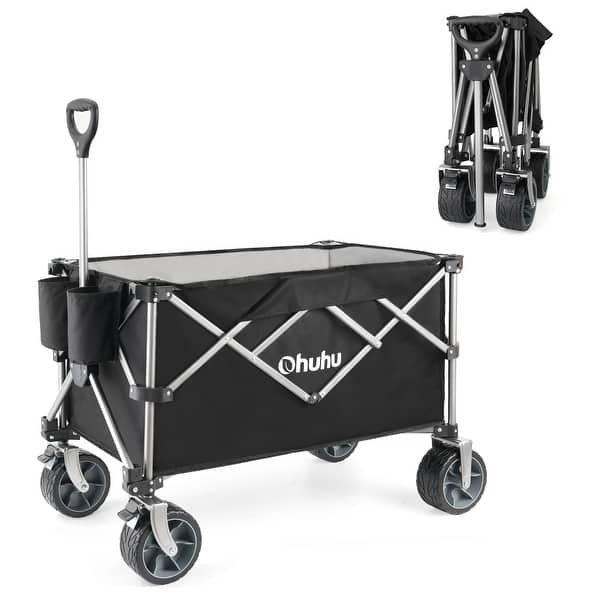 Wagon Cart Foldable Utility Wagons, 200L/440LB Capacity Beach Wagon w