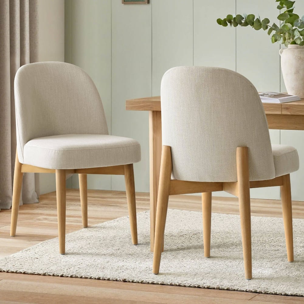 Linen Upholstered Parson Chair(Set of 2)