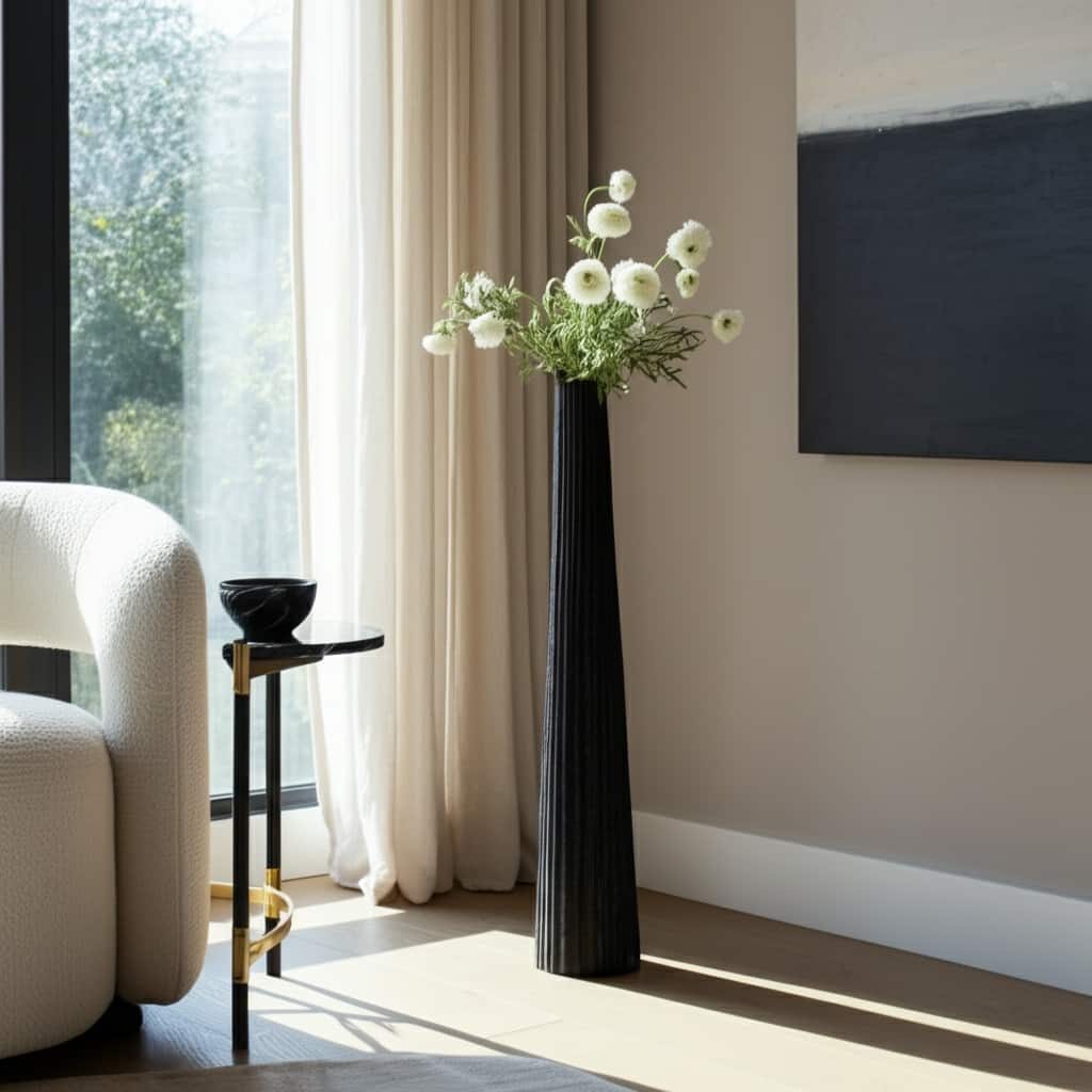 Decorative Vase with Textured Finish - Sculptural Vase for Home Decor