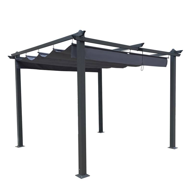 13' x10' Outdoor Steel Patio Pergola with Grey Shade Canopy