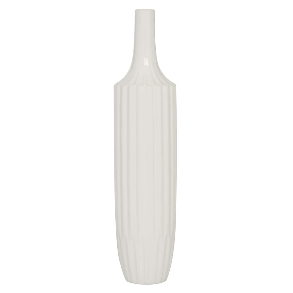 Ceramic Stripe Texture Decorative Vase - White - Roche River Decor