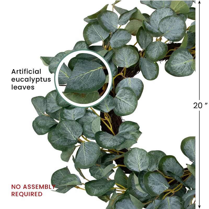 Eucalyptus Leaves Artificial Botanical Spring Wreath - 20"