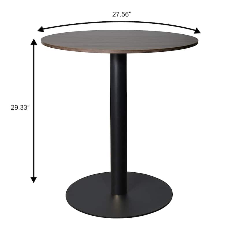 Vail Round Dining Table with 27 in. MDF Tabletop in Black Stainless Steel Round Base Accent Kitchen Table