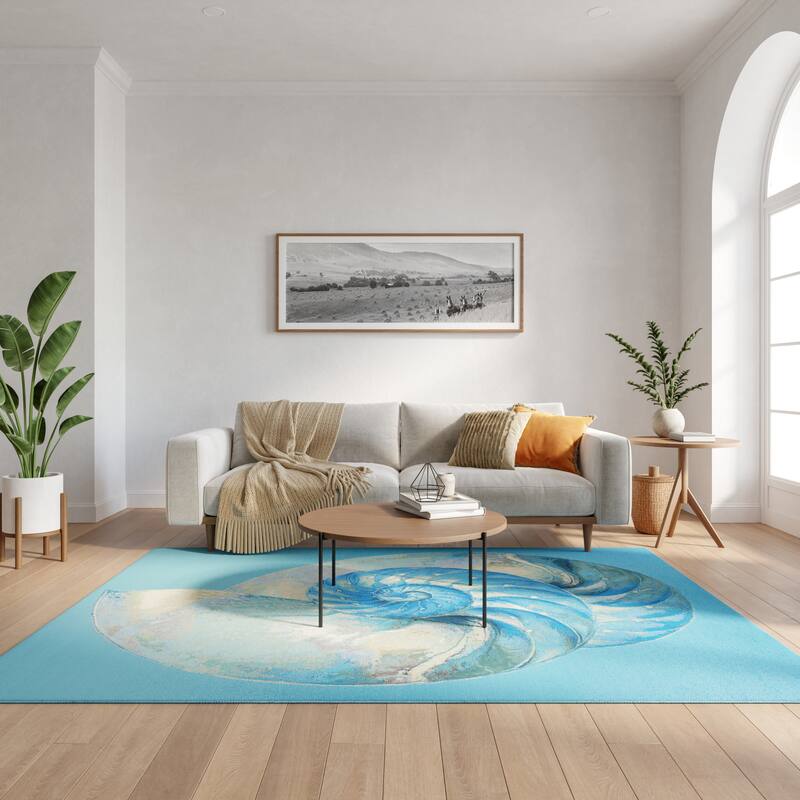 Nourison Color Splash Indoor/Outdoor Blue Graphic Area Rug