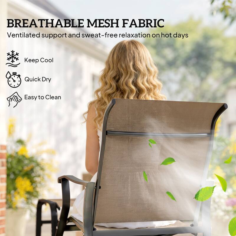 Outsunny Outdoor Glider Chair with Ottoman, 2-Piece Patio Glider Set with High Back and Wide Seat, Gliding Outdoor Lounge Se