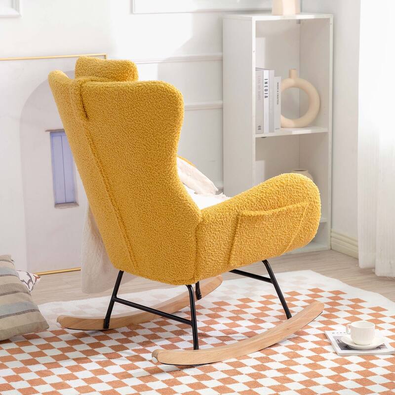 Teddy Rocker Glider Chair with High Backrest and Adjustable Headrest