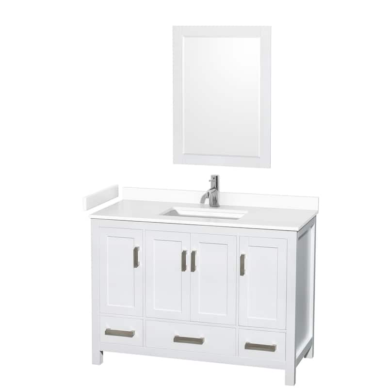 Wyndham Collection Sheffield 48" Single Bathroom Vanity, Carrara - White / White Cultured Marble Top / Brushed Chrome