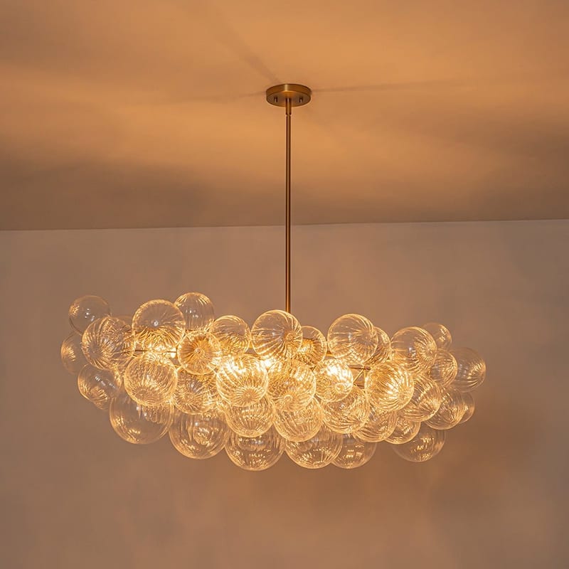 Glam 6-Light Waxing Crescent Striped Glass Cluster Bubble Chandelier - 47.2 in