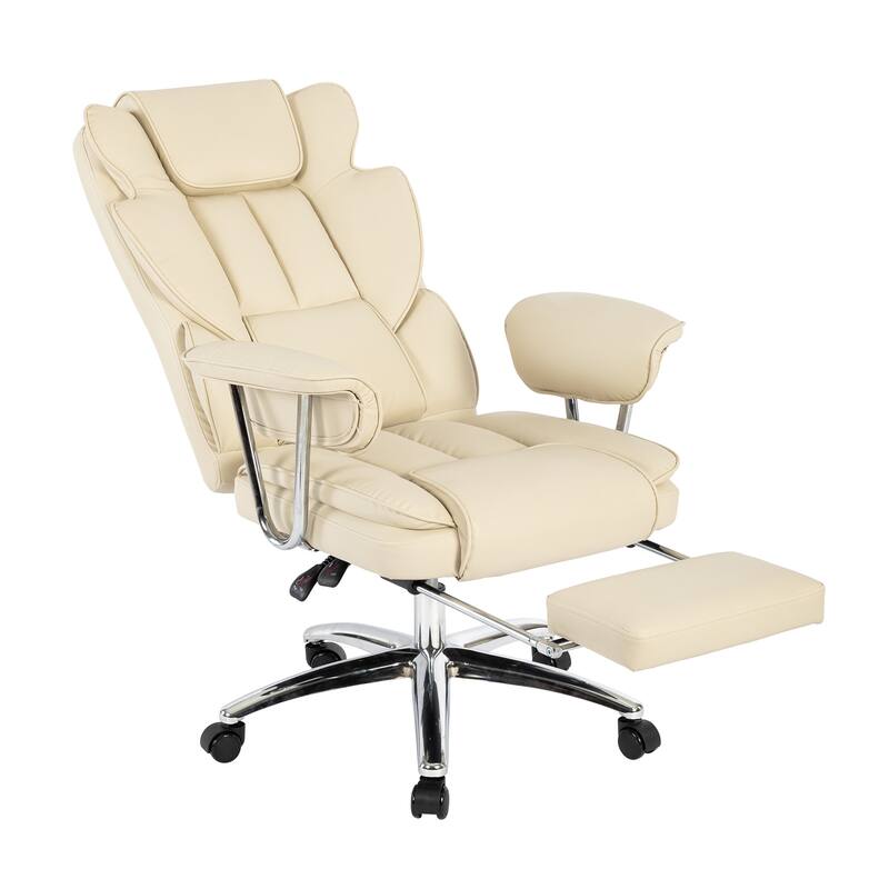 Big and Tall Executive Office Chair with Footrest, 500lbs Capacity Leather Ergonomic High Back Chair