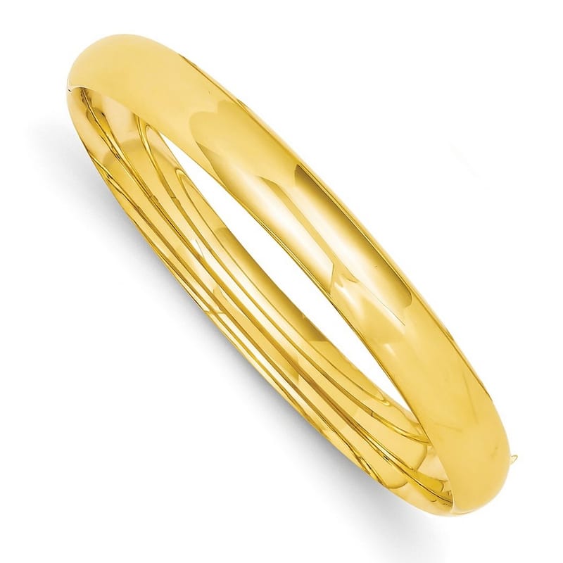 Curata 14k Yellow Gold  8mm High Polished Hinged Cuff Stackable Bangle Bracelet