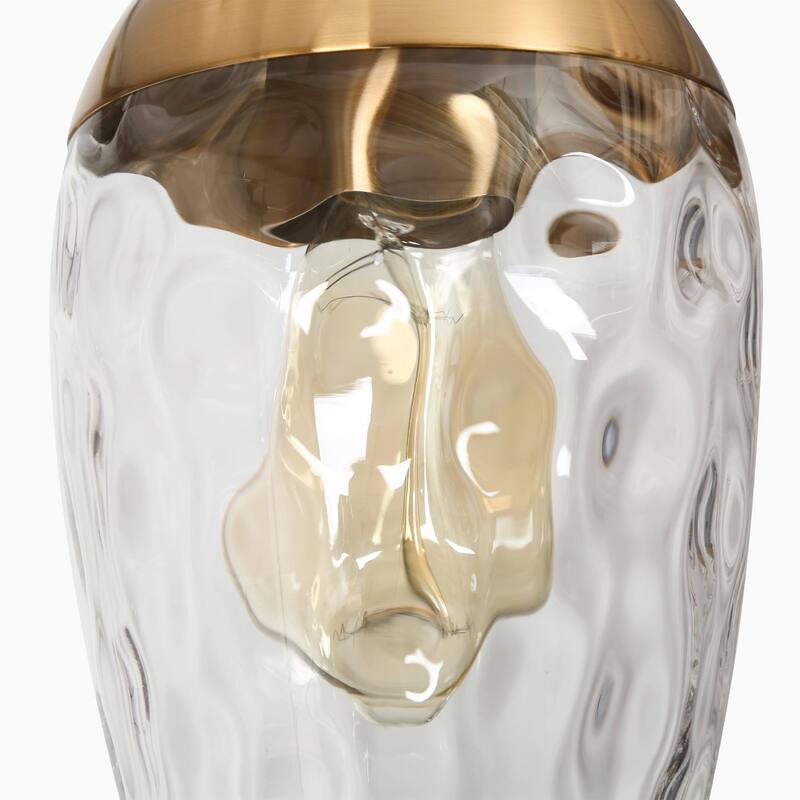 Modern Contemporary 1-Light Black and Gold Hammered Glass Pendant Light Fixtures for Kitchen Island