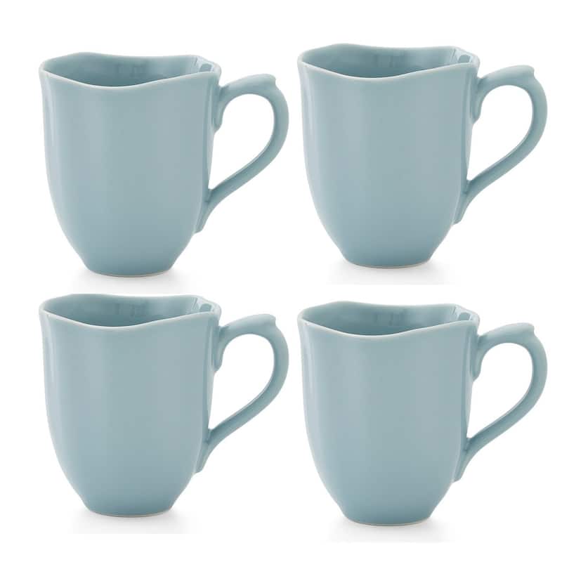 Portmeirion Set of 4 Sophie Conran Floret 14 Ounce Coffee Mugs - Robin's Egg (Blue) - 4 Piece