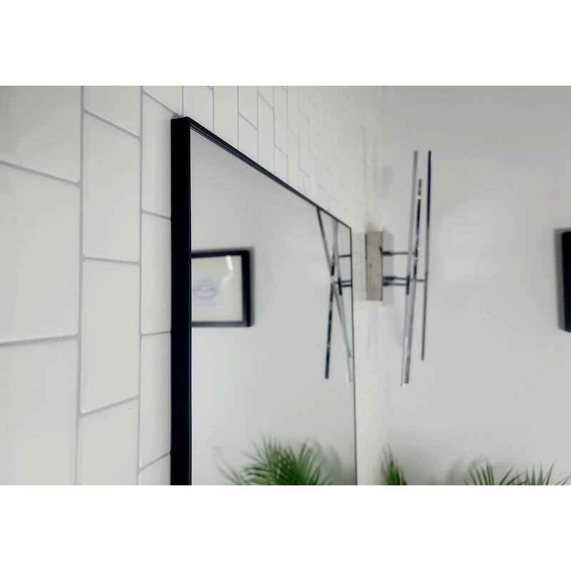 Vanta Thin Profile Metal Framed Wall Mounted Vanity Bathroom Mirror with Dual Mounting Brackets