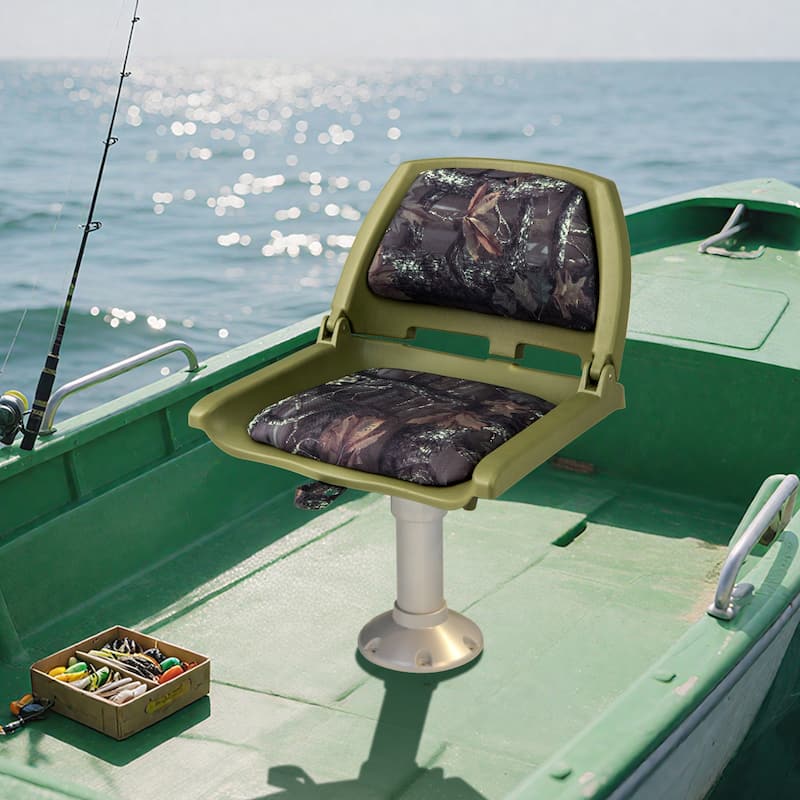 Gymax Folding Fishing Boat Seat w/High-density Sponge Cushion PVC