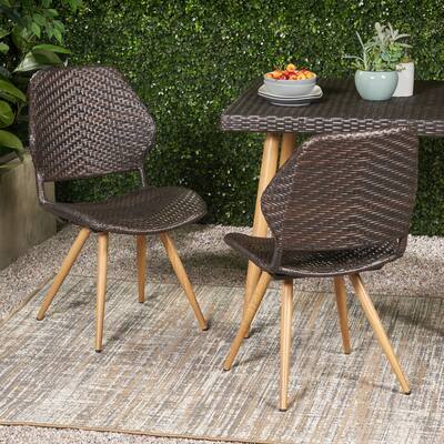 Mid-Century Wicker Dining Chairs Set of 2