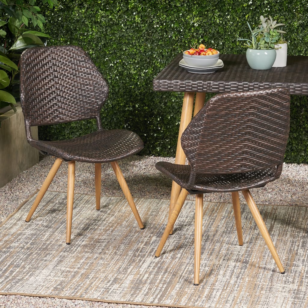 Mid-Century Wicker Dining Chairs Set of 2