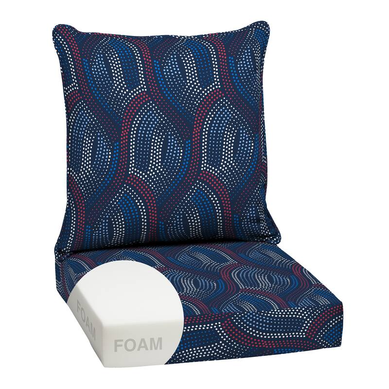 ARDEN Outdoor Foam Deep Seat Cushion Set, 24 in x 24 in - Sapphire Liberty Mosaic