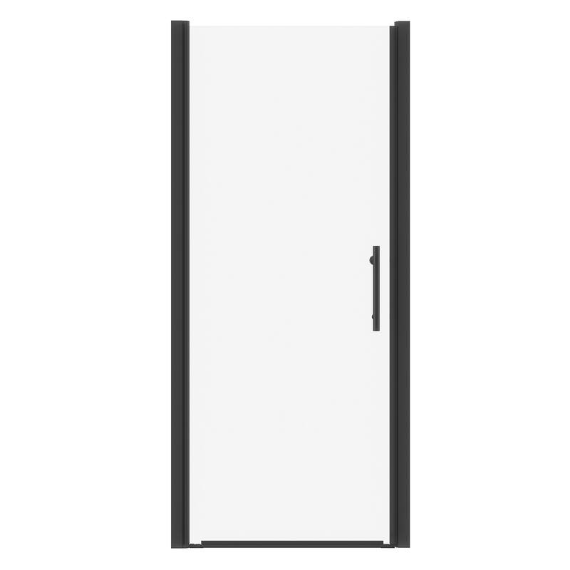 Matte Black Hinged Shower Door 34x75, 6mm Tempered Glass, Headerless, 1.5 in Adjustable, Left/Right In/Out - Matte Black