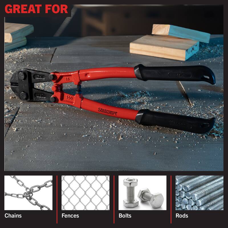 Bolt Cutter - Drop Forged Hardened Alloy Steel Cutter with Ergonomic Grips - Cuts Chains, Wires, Bolts, Locks by Stalwart