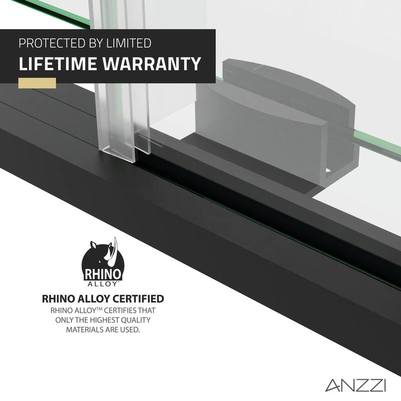 ANZZI Series 44 to 48 in. x 76 in. Frameless Shower Door with Sliding with Tsunami Guard Tempered Clear Glass