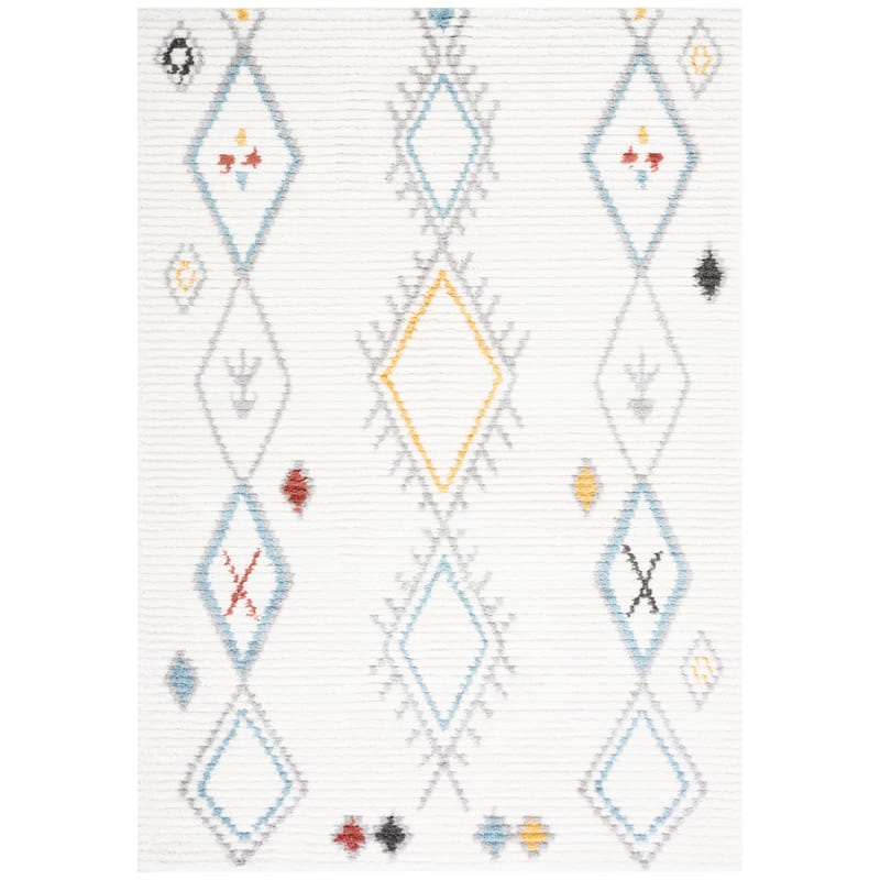 SAFAVIEH Marrakech Venita Moroccan Boho Tribal Rug - 6'7" Square - Ivory/Grey