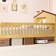 preview thumbnail 11 of 20, Twin Montessori Bed for Kids with House-Style Headboard and Storage Shelf