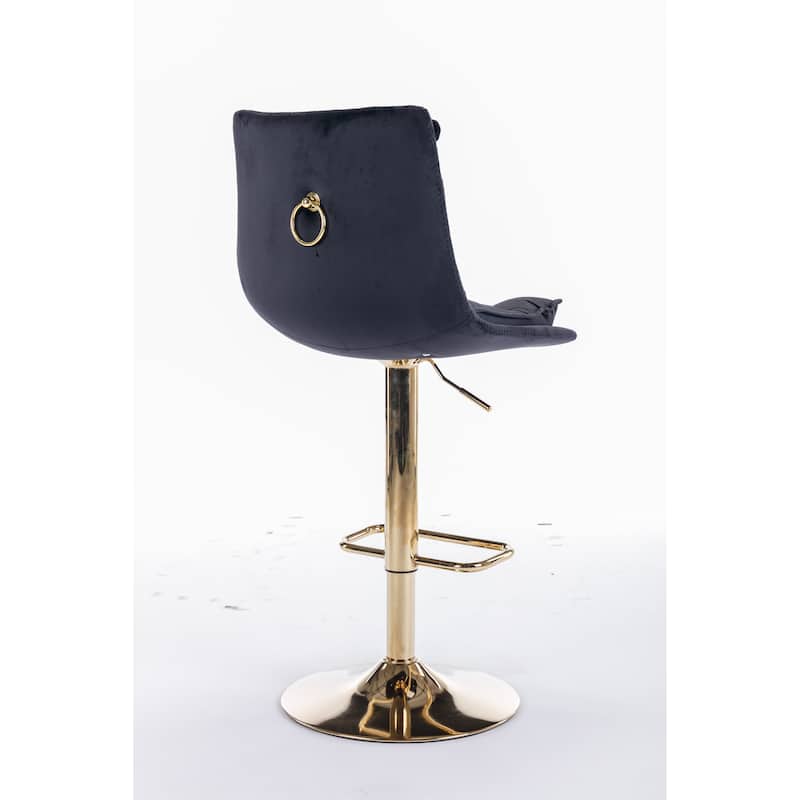 Velvet Swivel Bar Stools Set of 2, Dining Bar Stool with Height Adjustable, Upholstered Kitchen Stools with Footrest聽