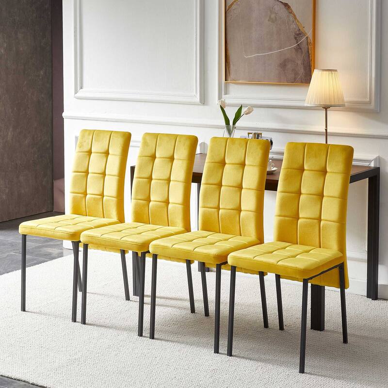 5-Piece of Dining Set Including Velvet High Back Nordic Dining Chair & Creative Design MDF Dining Table