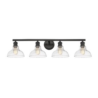 Yep by Golden Lighting Carver 4-light Vanity in Matte Black and Vintage Milk Glass