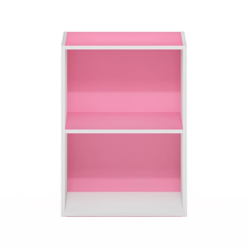 Furinno Luder 2-Tier Open Shelf Bookcase - Pink/White
