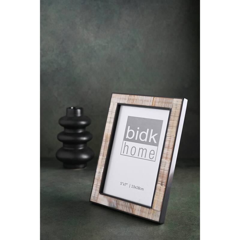 Rectangular Horn Picture Frame - for 5" x 7" Photo - Beige