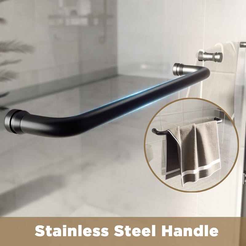 GDFStudio - Alden Adjustable Frameless Double Sliding Shower Door for Modern Bathroom Spaces