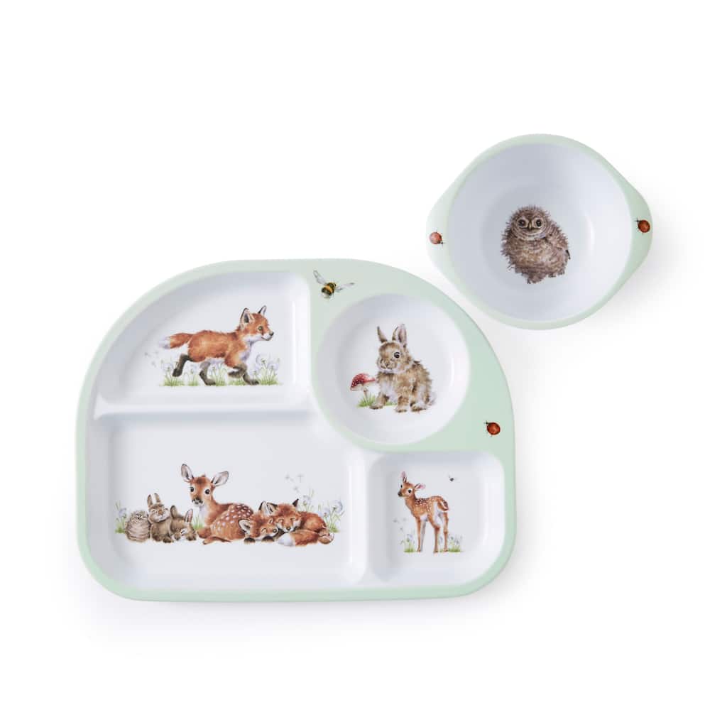 Royal Worcester Wrendale Designs Little Wren Tray & Bowl Set - 0.7" H x 8.1" L x 10.5" W