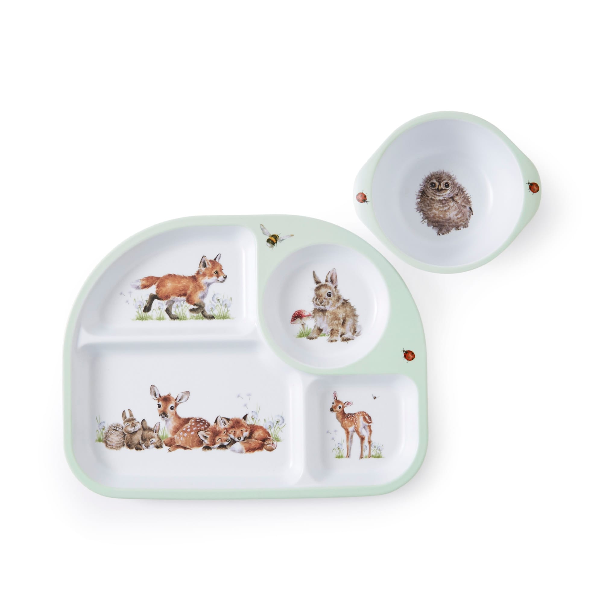 Royal Worcester Wrendale Designs Little Wren Tray & Bowl Set - 0.7" H x 8.1" L x 10.5" W