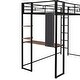 preview thumbnail 15 of 18, Black Twin Size Metal Loft Bed with Ladder, Fence, 2 Shelves and Desk for Bedroom
