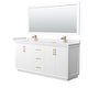 preview thumbnail 46 of 45, Strada 72-Inch Double Vanity Set, Cultured Marble Top, 70-Inch Mirror White, Bronze Trim, White Cultured Marble Top