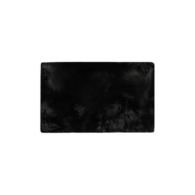 Luxe Faux Rabbit Fur Rectangular Rug 3' x 5' - Black - 3' x 5'