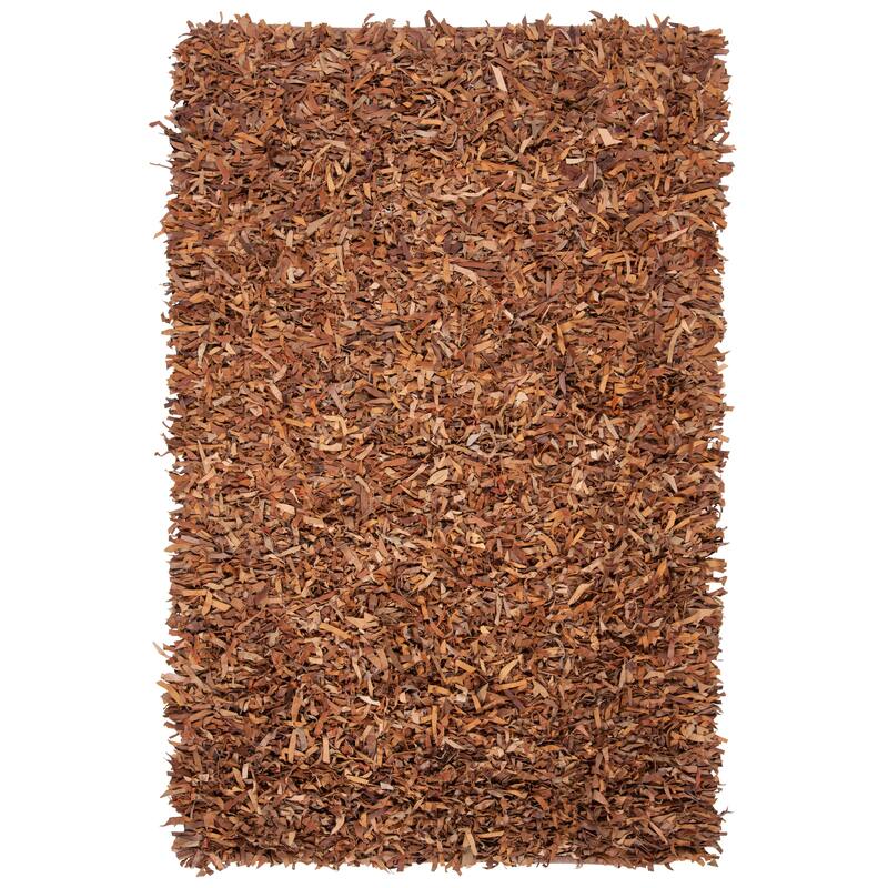 SAFAVIEH Handmade Leather Shag Carlijn Modern Decorative Rug