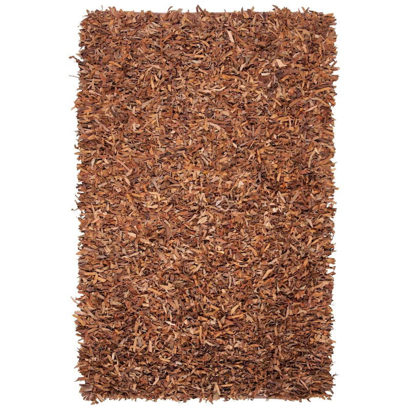SAFAVIEH Handmade Leather Shag Carlijn Modern Leather Rug