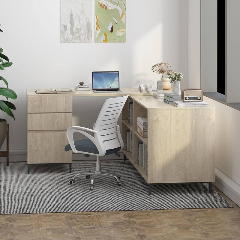 Mixoy Home Office Computer Corner Desk,L Shaped Executive Desk,Modern Reversible Study Table