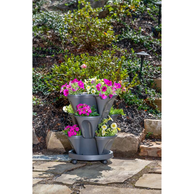 Southern Patio Gray 15.2" Vertical Garden Planter with Wheels - 15" x 18" x 15"