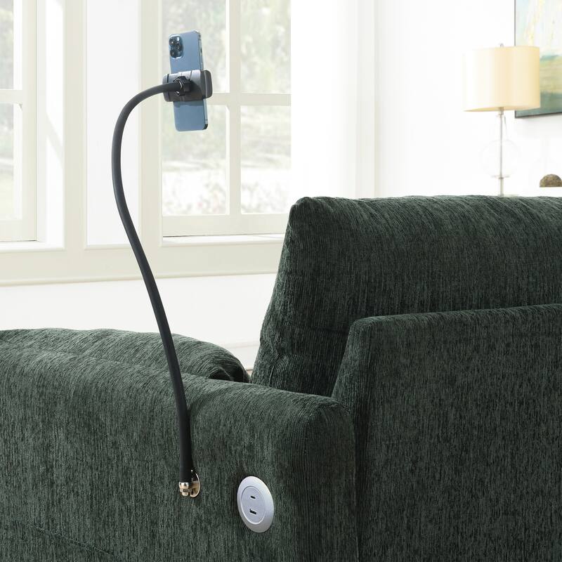 Roomfitters 96.5" L-Shaped Sectional Sofa with Storage Ottoman, Phone Holder, USB Charging, Deep Seat Chenille Couch