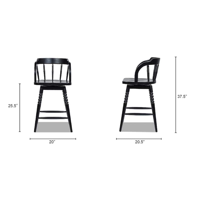 Breda 25.5" Solid Wood Turned Bubble Spindle Swivel Counter Height Bar Stool