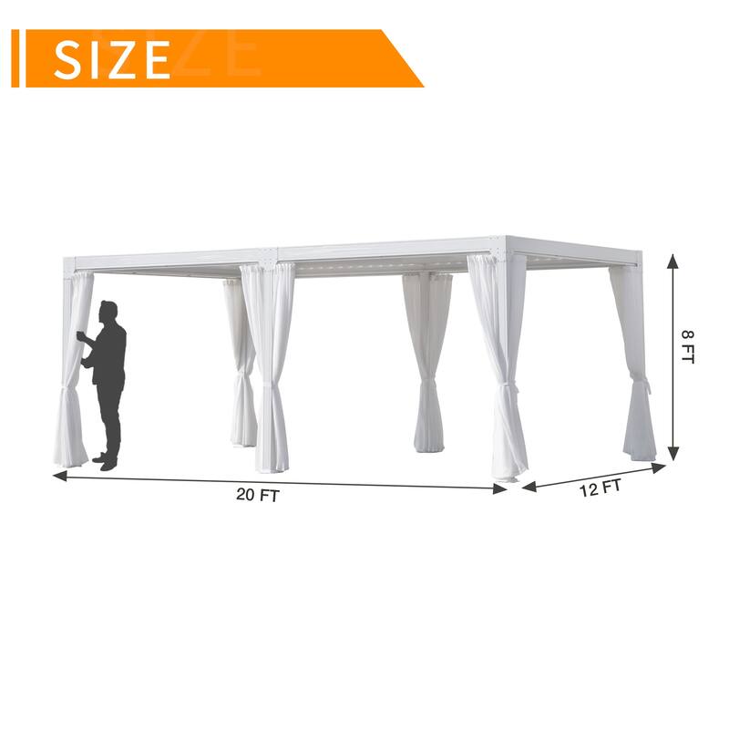 Cozywor Adjustable Louvered Roof Aluminum Pergola with Net Curtain