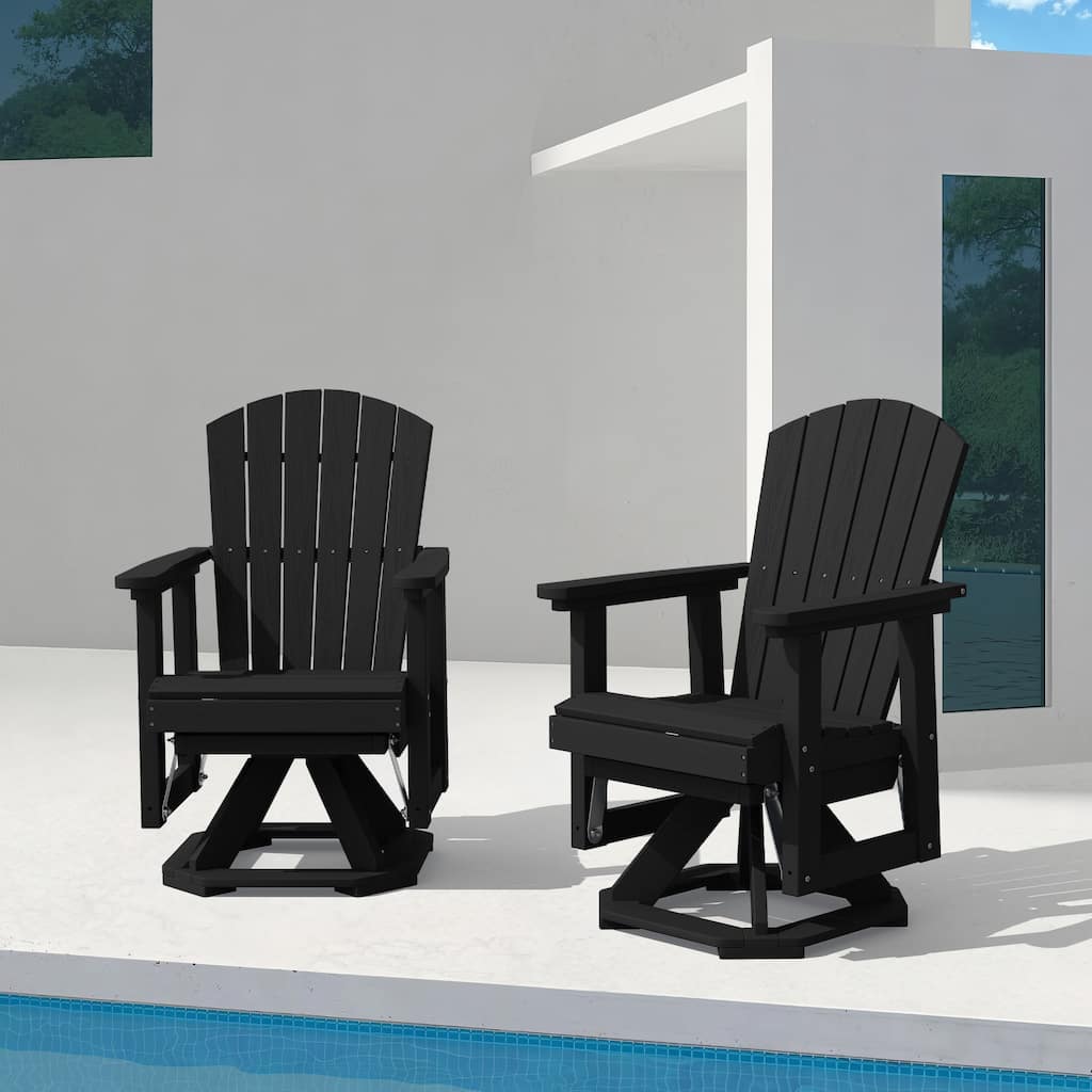 Set of 2 HDPE Adirondack Swivel Gliders, Outdoor Patio Chair Set