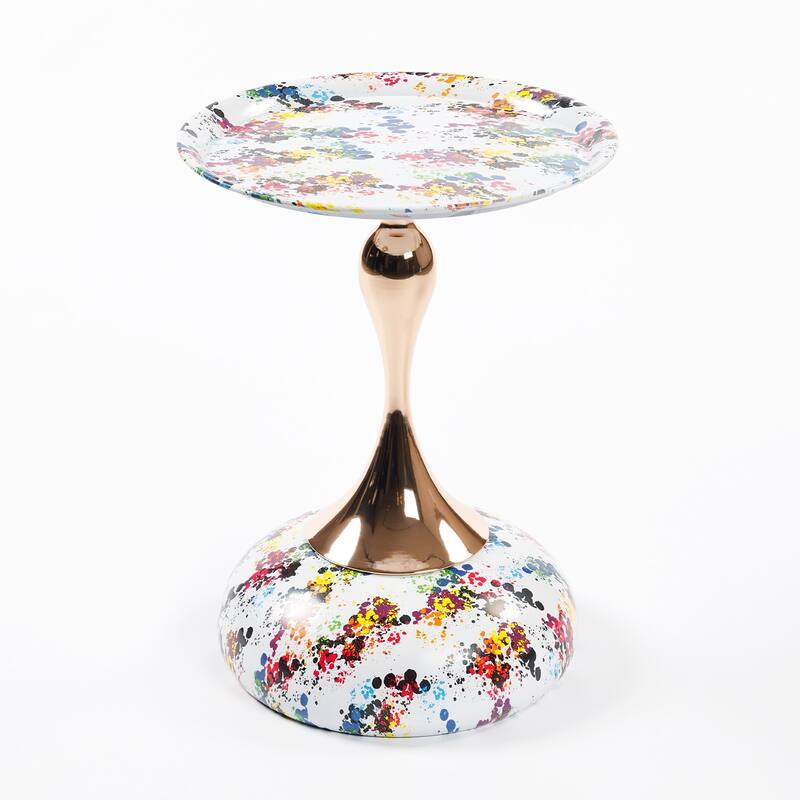 Mermaid Tail End Coffee Table Round Side Table with Metal Base Table, for Living Room Bedroom Office Garden - Clear
