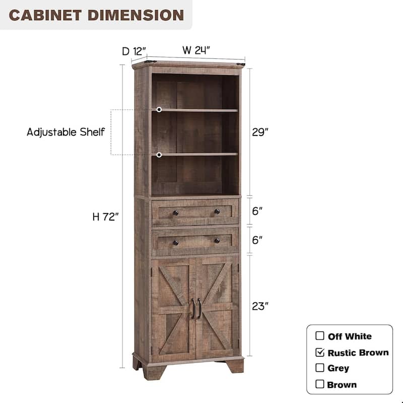 72" Tall Bathroom Storage Cabinet, Farmhouse Storage Cabinet