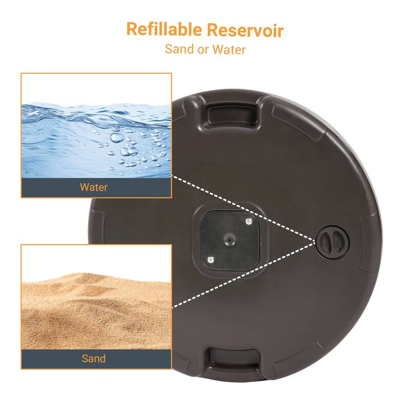 LIVOOSUN 57-90lbs Dark Brown HDPE Plastic Patio Market Umbrella Base