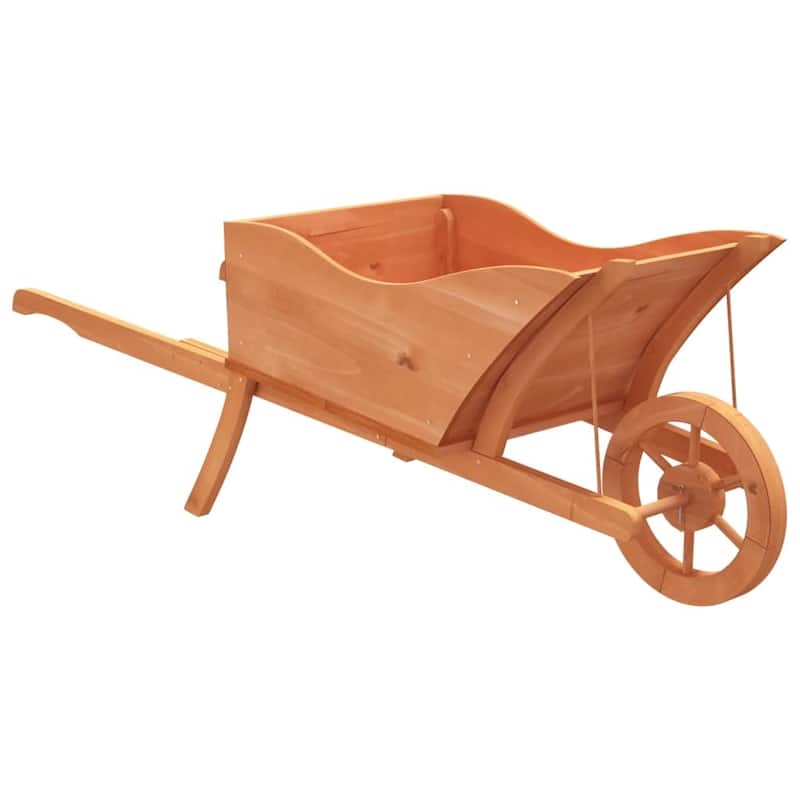 vidaXL Wheelbarrow Planter Natural Wood Solid Fir Wood Large Portable - 17.9 x 50.4 x 16.9