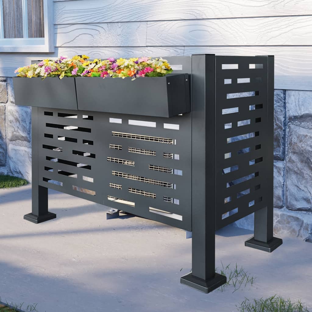 GDF Studio - Vinton Outdoor Metal Privacy Fence Cover for AC with Galvanized Steel Panels